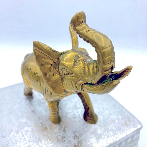 Vintage Other - Vintage Small Brass Elephant 4” x 5” Home Decor